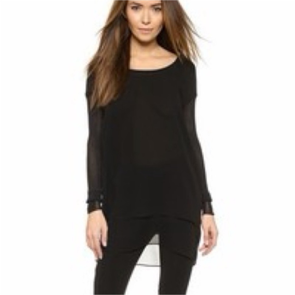 rag & bone Black Sheer Long-Sleeve Layered Tunic